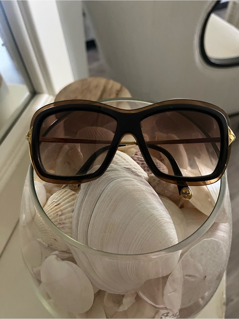 Louis Vuitton Brown Gradient Square Sunglasses with Gold Accents
